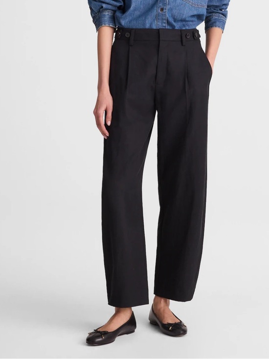 Madewell Pants - Madewell Barrel Leg Pants in Drapey Twill NWT Size 6 Black Pleated Ankle Length